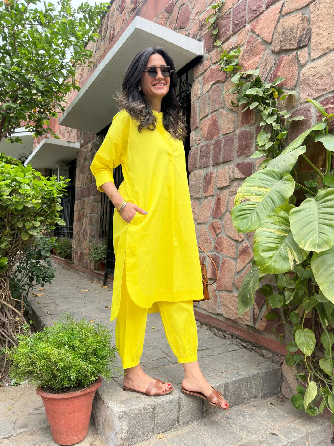 Yellow Cotton Kurta Set