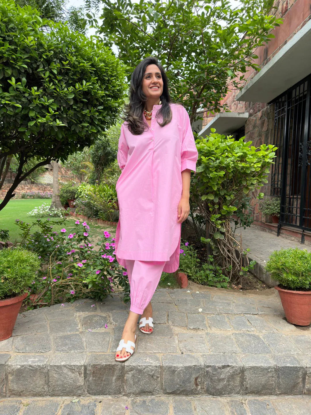 Baby Pink Cotton Kurta Set