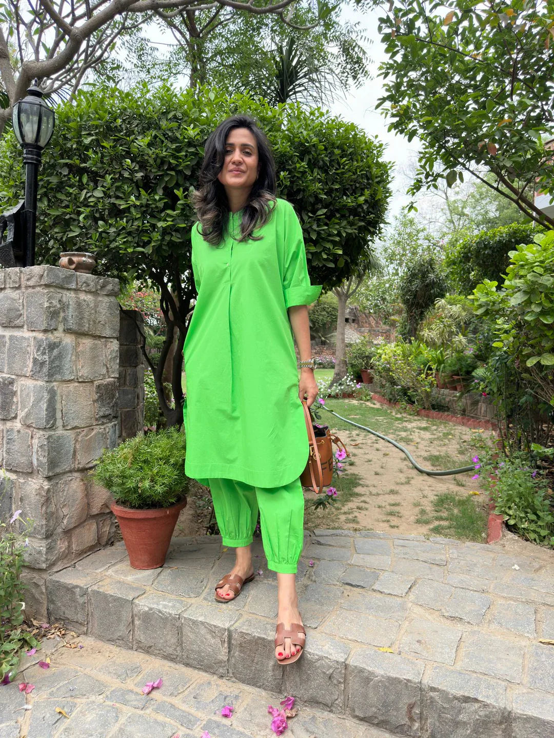 Green Cotton Kurta Set