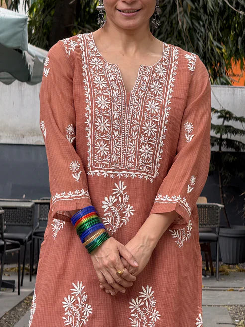 Embroidered Chikankari Kurta Set