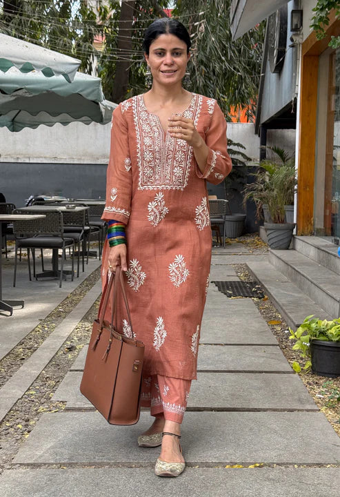 Embroidered Chikankari Kurta Set
