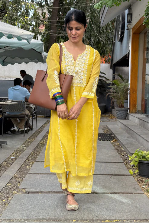 Embroidered Chikankari Kurta Set