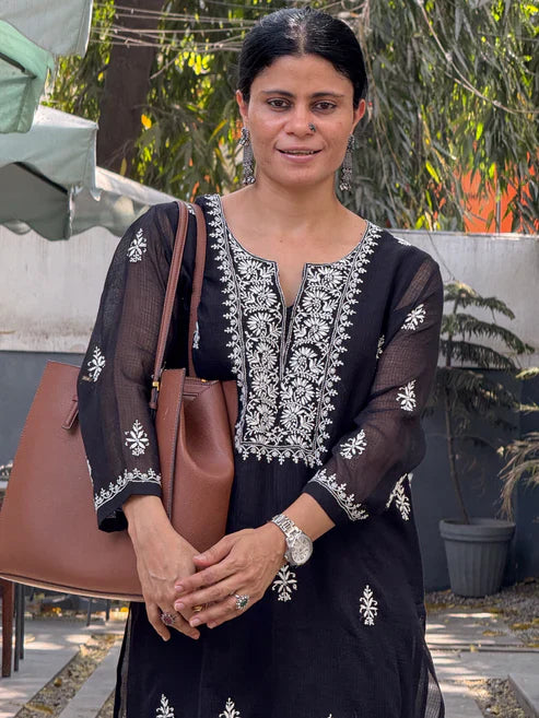 Embroidered Chikankari Kurta Set