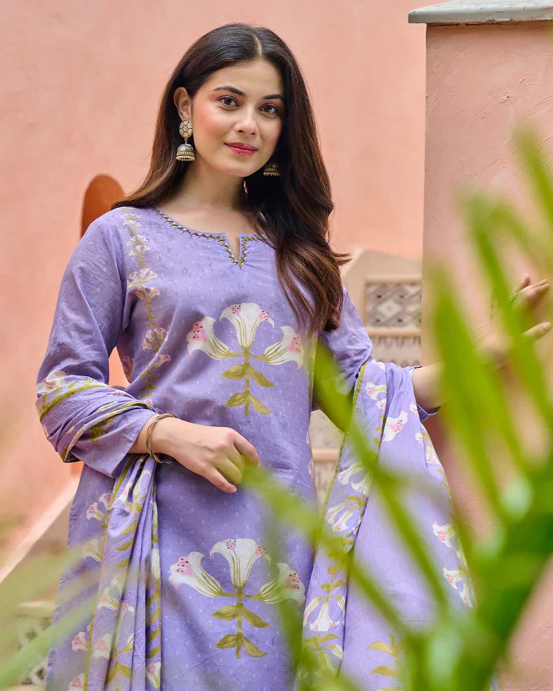 Lavender Bloom Cotton Suit Set