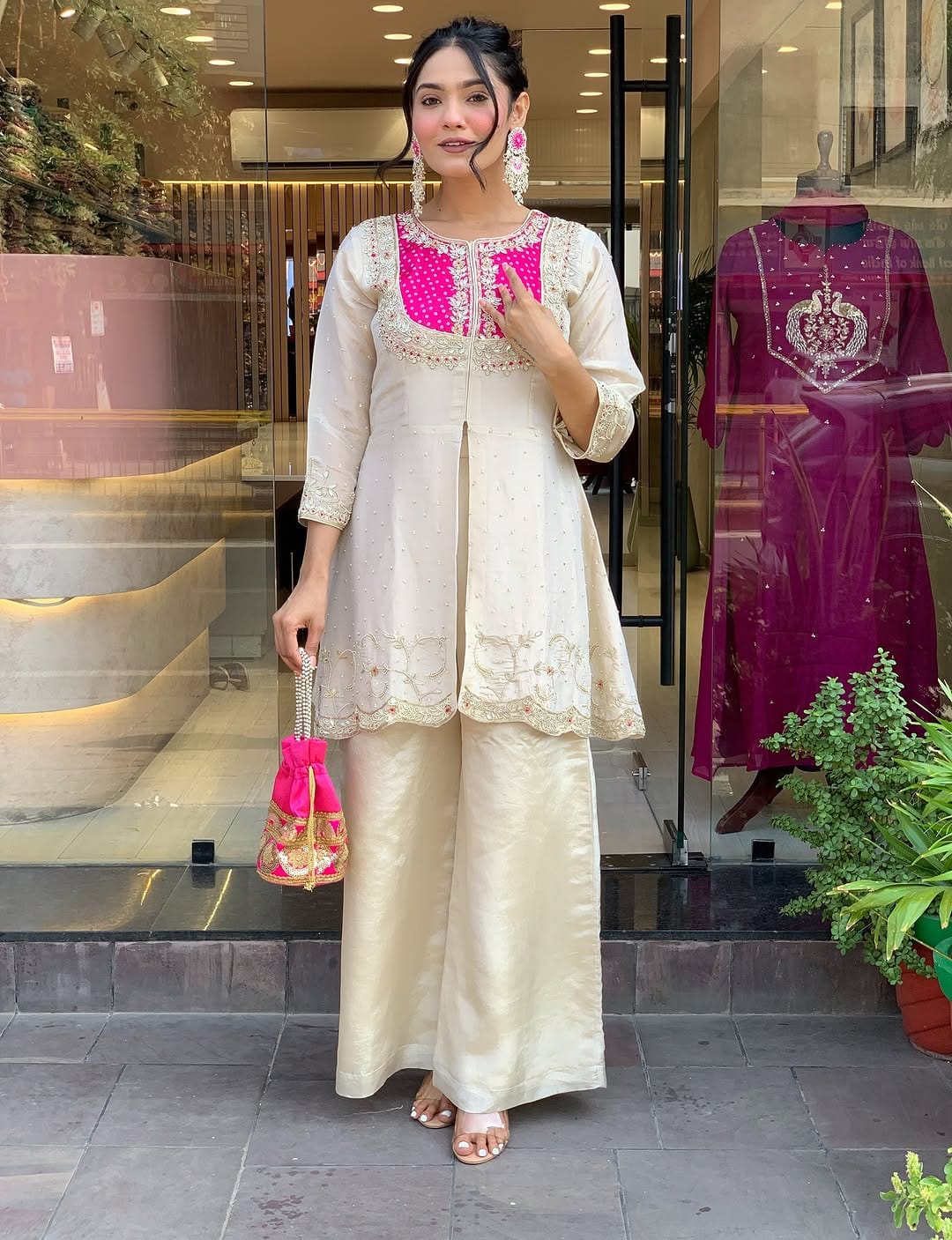 Gold Crush Party Wear Embroidered Co-Ord Set