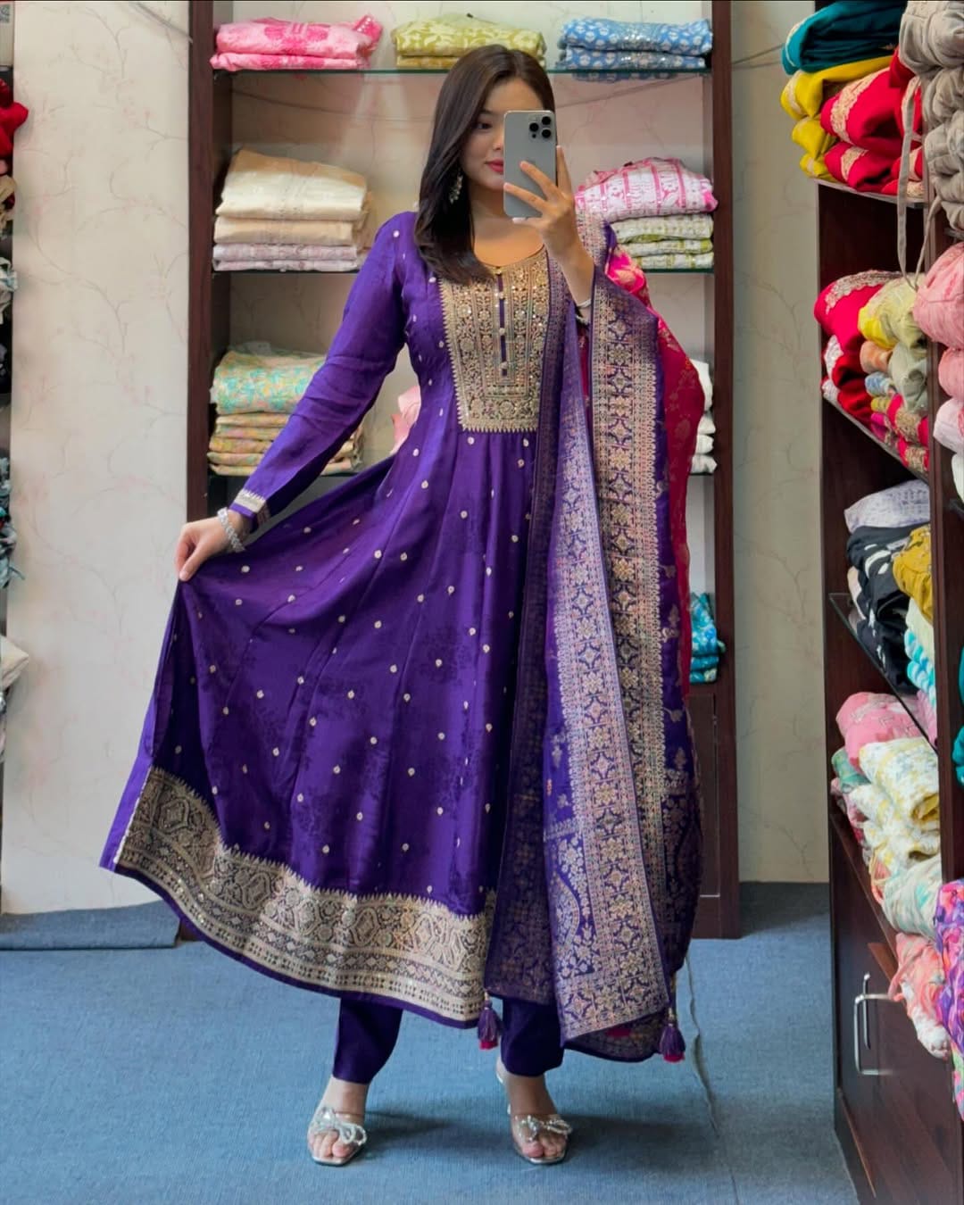 Purple Flared Suit Set