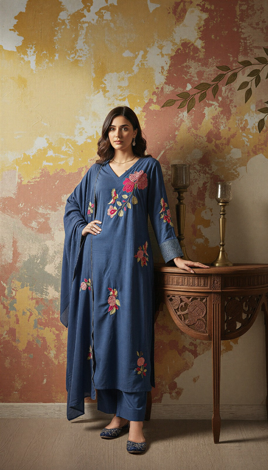 Ruby Bloom Chanderi Suit Set