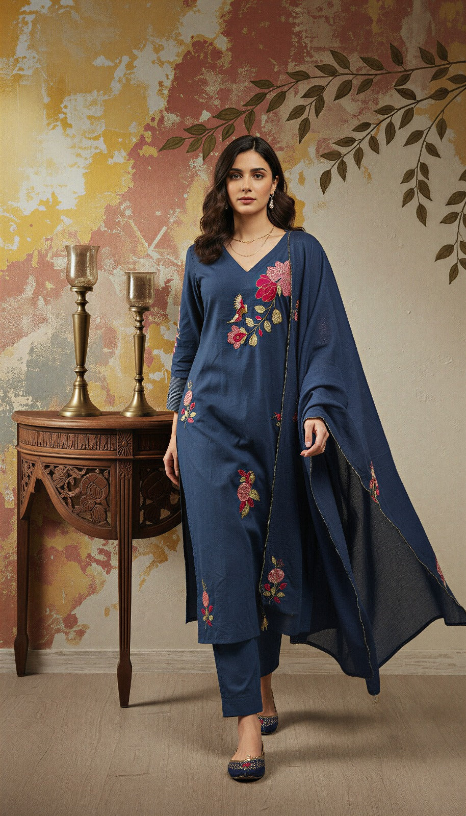 Ruby Bloom Chanderi Suit Set