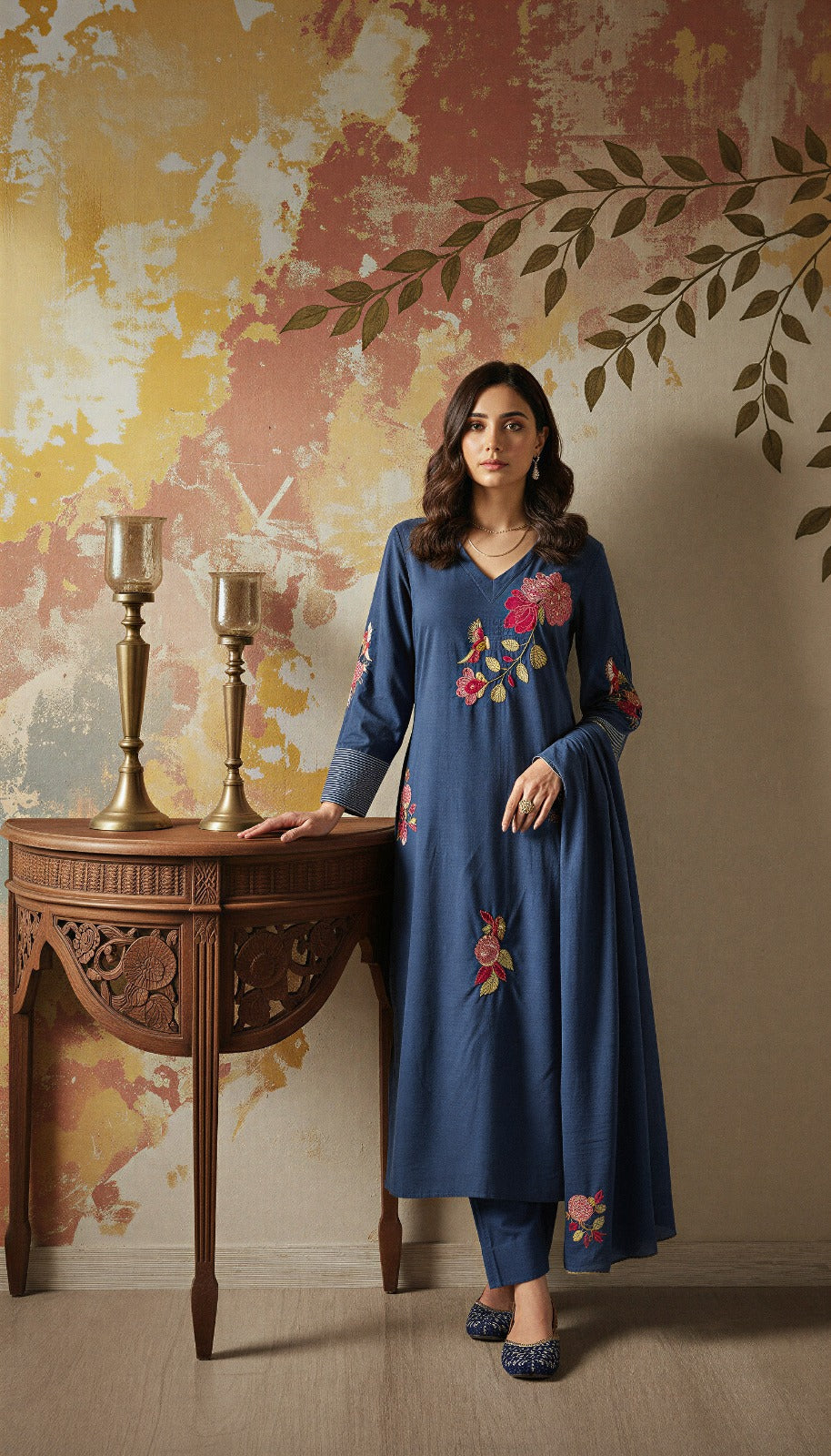 Ruby Bloom Chanderi Suit Set