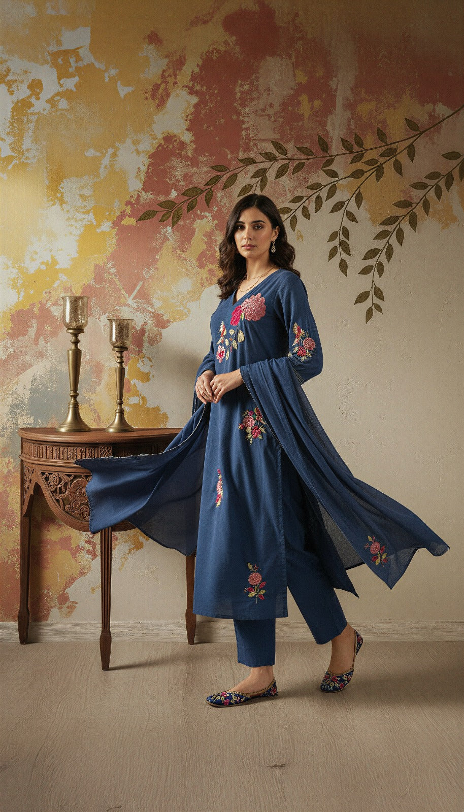 Ruby Bloom Chanderi Suit Set