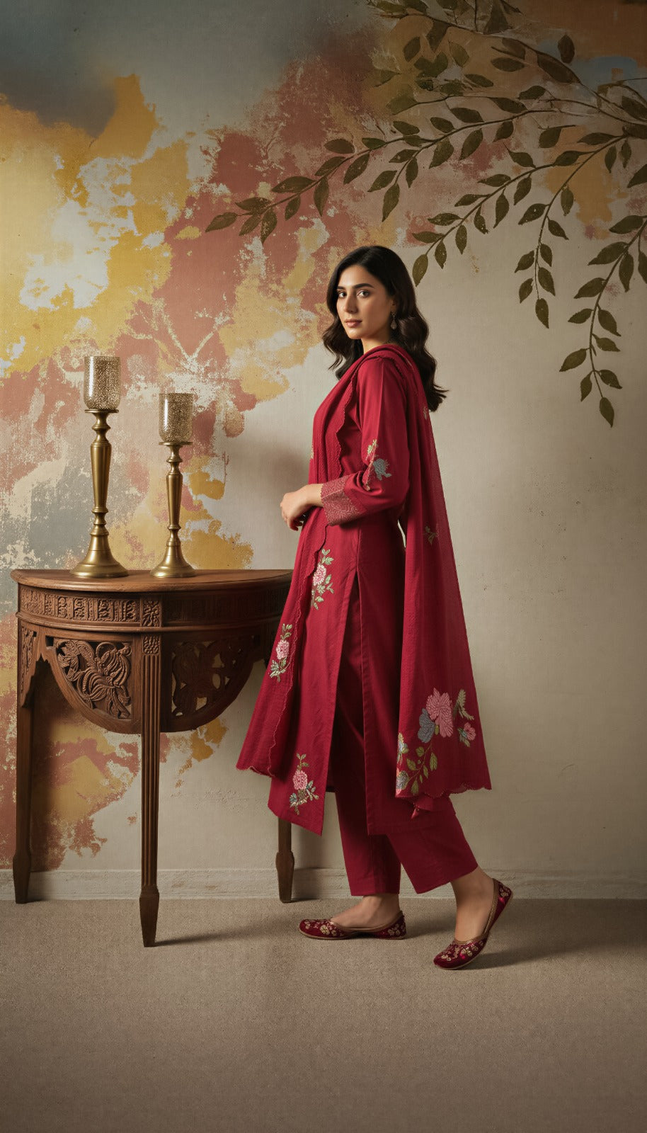 Ruby Bloom Chanderi Suit Set