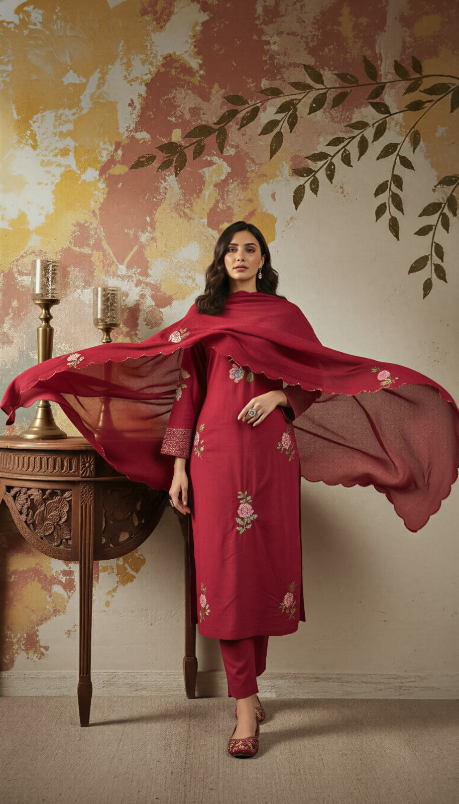 Ruby Bloom Chanderi Suit Set