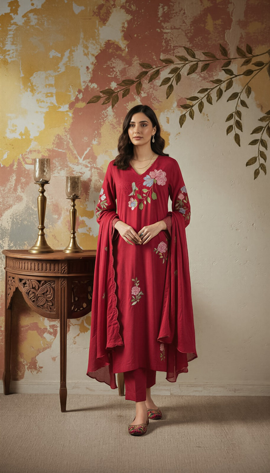 Ruby Bloom Chanderi Suit Set