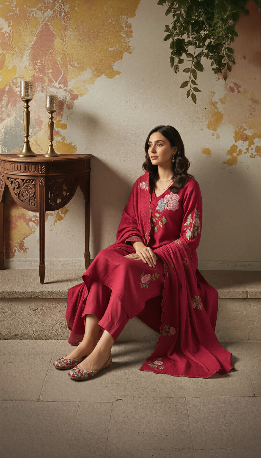 Ruby Bloom Chanderi Suit Set