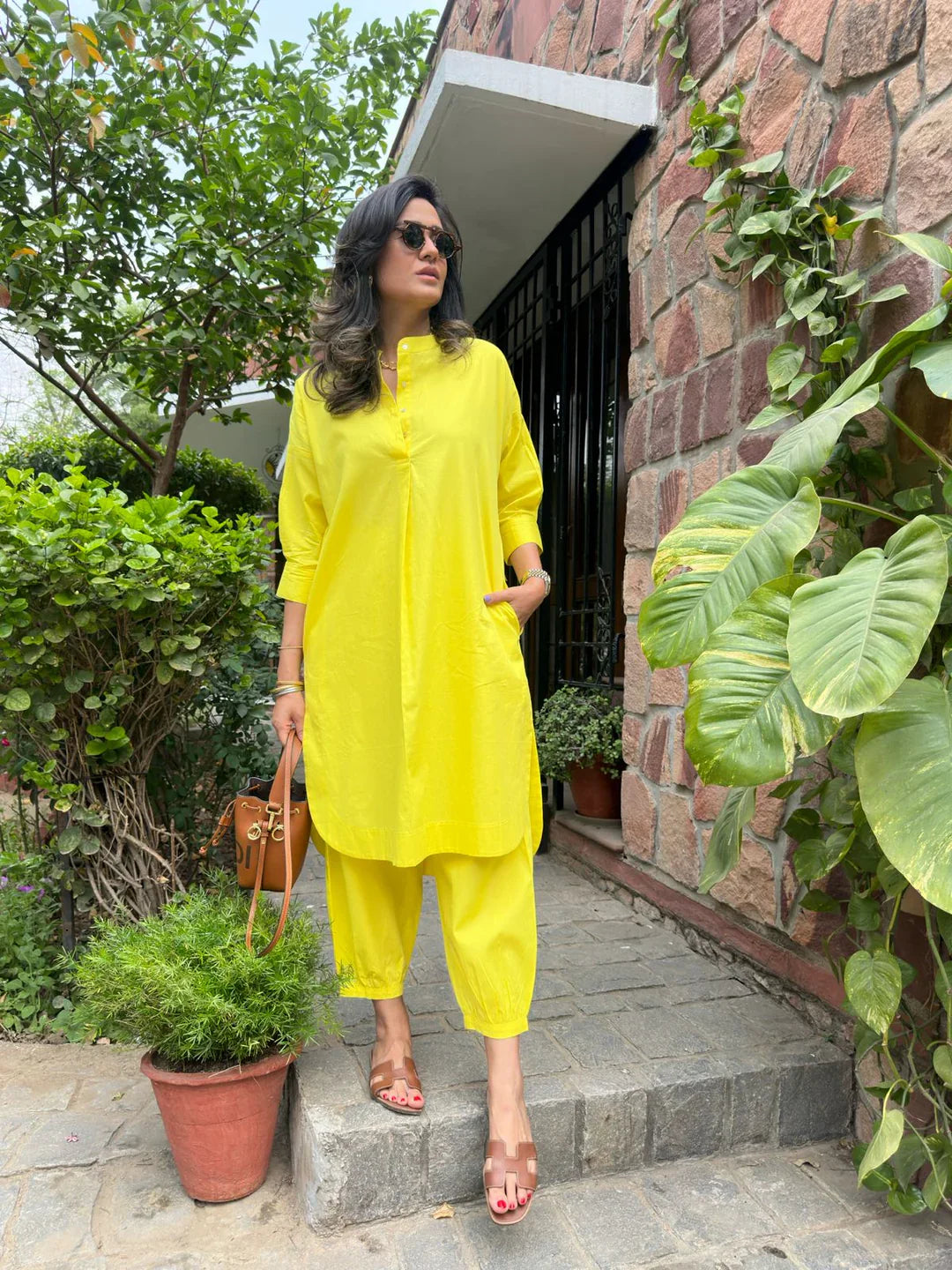 Yellow Cotton Kurta Set