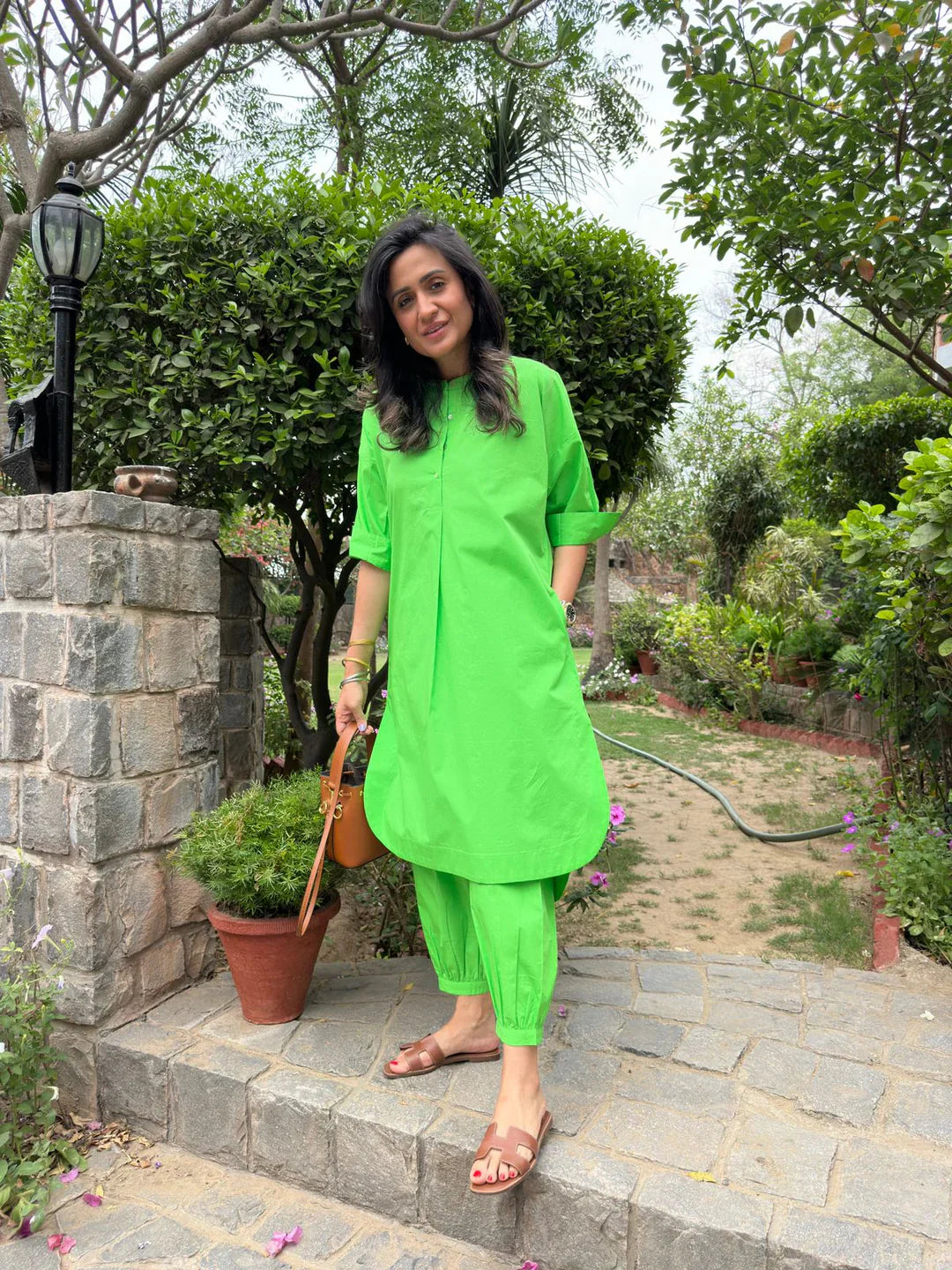 Green Cotton Kurta Set
