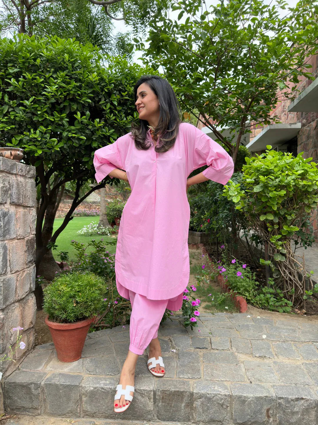 Baby Pink Cotton Kurta Set