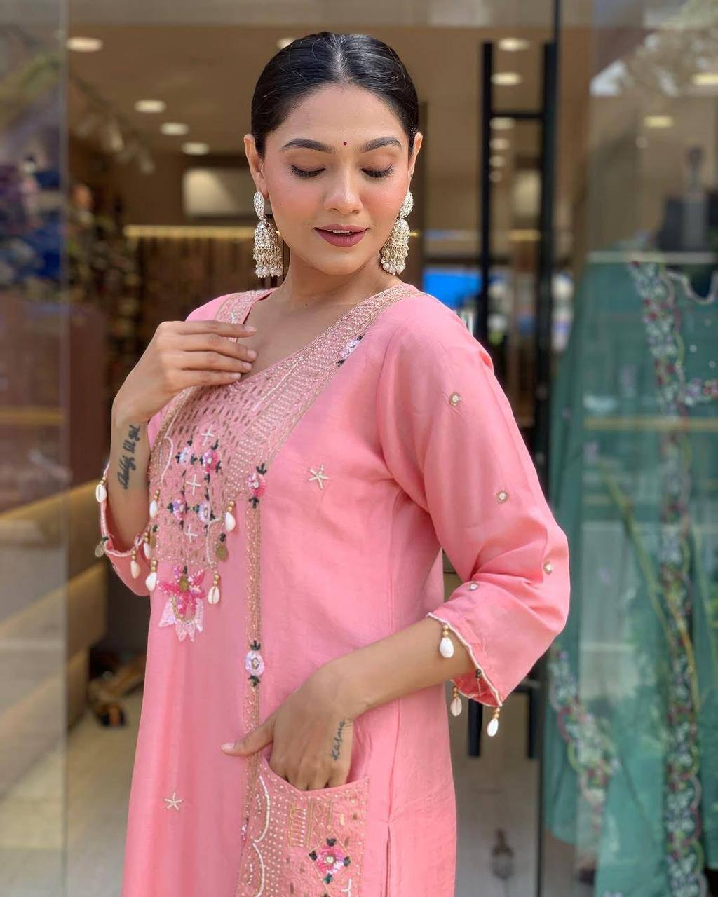 WOMEN EMBROIDERED WITH SEQUANCE WORK SUIT SET